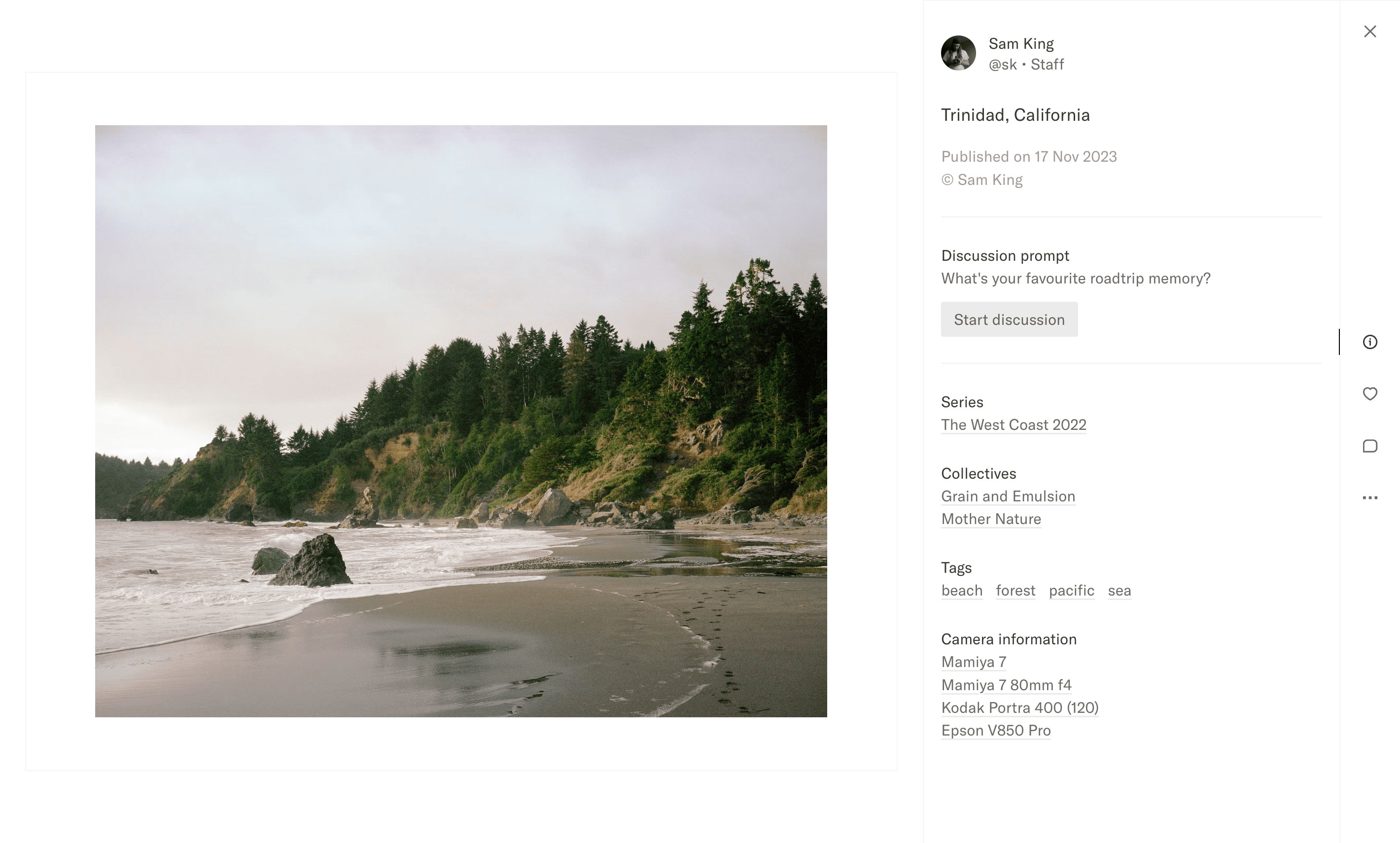 Screenshot of a post detail page on Refrakt